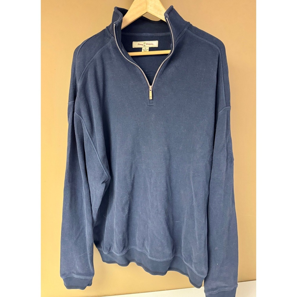 Tommy Bahama Navy Blue Quarter Zip Pullover Sweatshirt‎ Men's XL